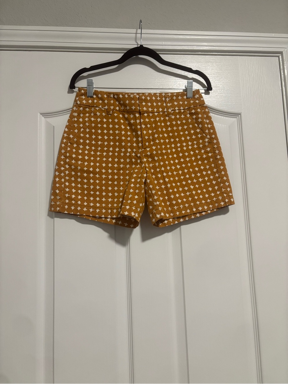 Merona Target Women’s Size 2 Mustard Geometric Print Chino Shorts 100% Cotton